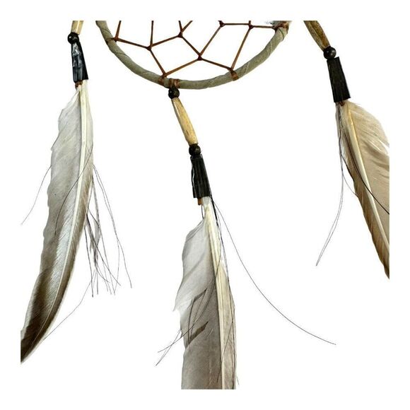 Handcrafted Dreamcatcher With Feathers 4" Diameter Southwest Real Boho Decor - Picture 3 of 6